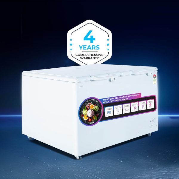 Haier HFC-500DM5 Double Door Convertible Deep Freezer with 5 Star Rating, White