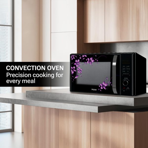 Haier HIL3001CBSH, 30 Litre Convection Microwave Oven with Low Temperature Cooking and 400 Auto Cook Menus, Black