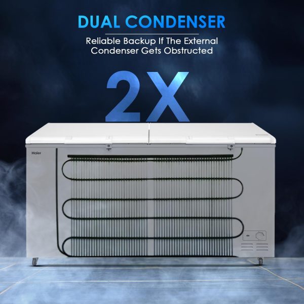 Haier HFC-550CM5, 550 Litre Combo Chest Freezer with Dual Condensor and Two Seperate Compartment with Interior Light, White