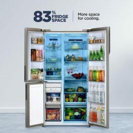 Haier 598 Litre Side by Side Refrigerator, Inox Steel (HRT-683IS)