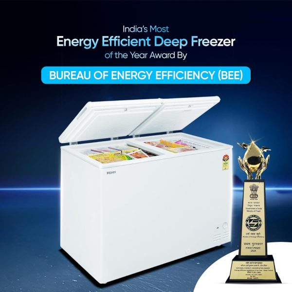 Haier HFC-320DM5 301L Double Door Convertible Deep Freezer with 5 Star, White