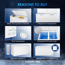 Haier HFC-550CM5, 550 Litre Combo Chest Freezer with Dual Condensor and Two Seperate Compartment with Interior Light, White