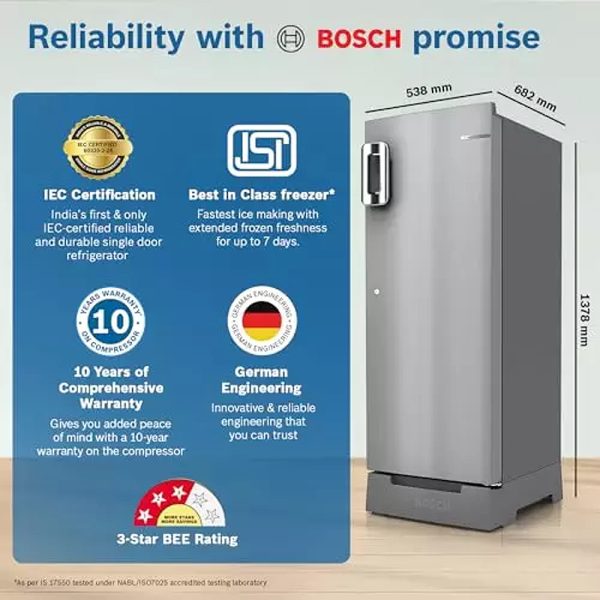 Bosch CST20S23PI, 207 Litre 3 Star Fine Steel