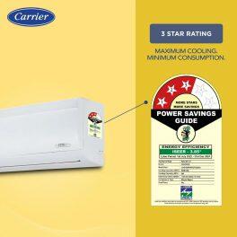Carrier 24K 3S Durawhite 2 Ton 3 Star Non-Inverter Split AC with Refrigerant Leakage Detector, White