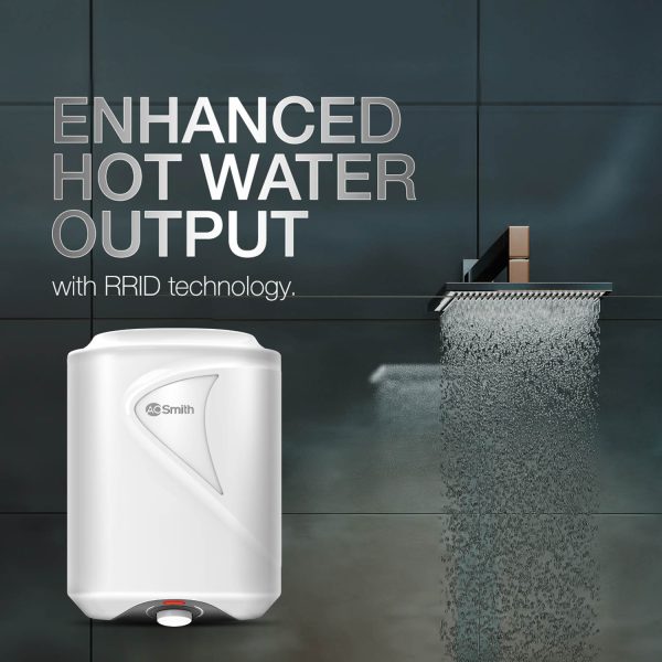 AO Smith Elegance Prime, 10 Litre Vertical Geyser with 5 Star Rating and Bluediamond lined Tank, White