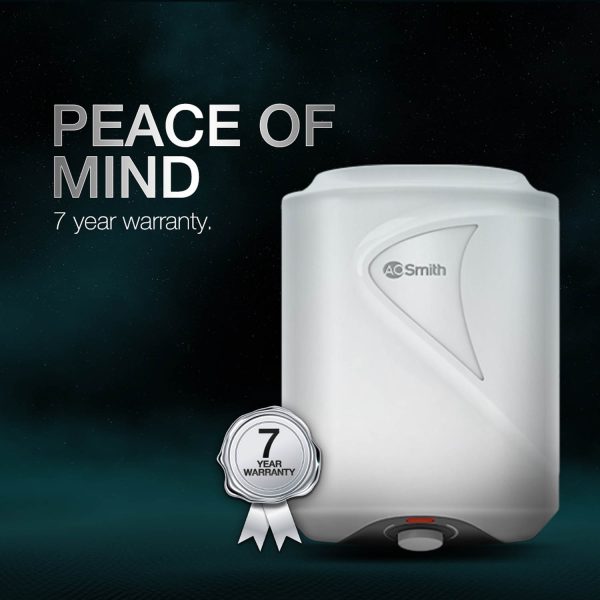 AO Smith Elegance Prime, 10 Litre Vertical Geyser with 5 Star Rating and Bluediamond lined Tank, White
