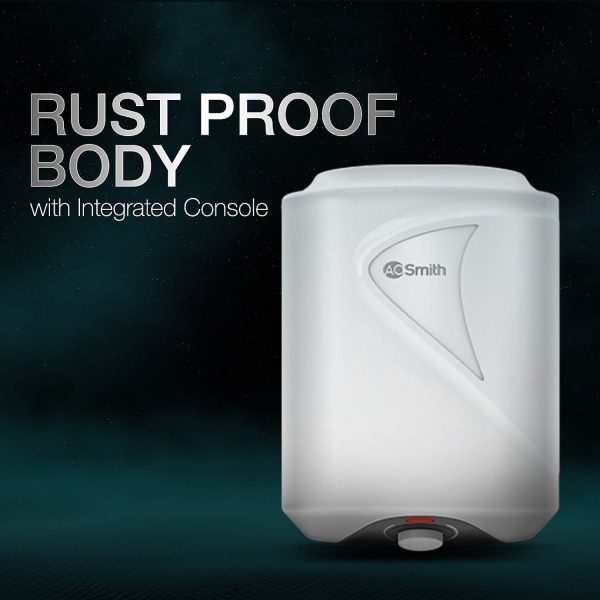 AO Smith Elegance Prime, 10 Litre Vertical Geyser with 5 Star Rating and Bluediamond lined Tank, White