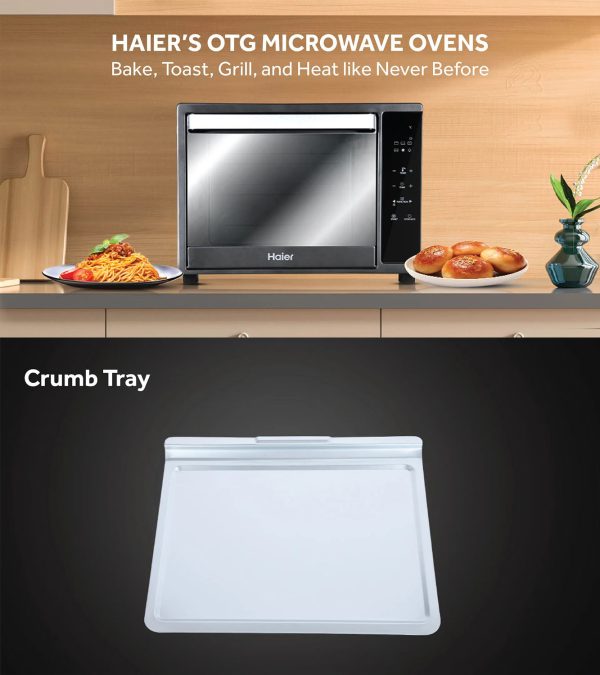 Haier HIL3501GR, 35 Litre Oven Toaster Grill with Digital Control, Motorized Rotisserie and Kebab Making Accesories, Grey