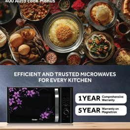 Haier HIL3001CBSH, 30 Litre Convection Microwave Oven with Low Temperature Cooking and 400 Auto Cook Menus, Black