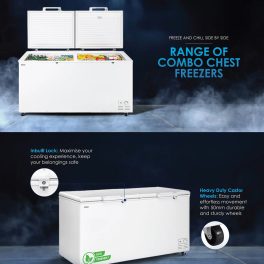 Haier HFC-550CM5, 550 Litre Combo Chest Freezer with Dual Condensor and Two Seperate Compartment with Interior Light, White