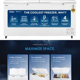 Haier HFC-550CM5, 550 Litre Combo Chest Freezer with Dual Condensor and Two Seperate Compartment with Interior Light, White