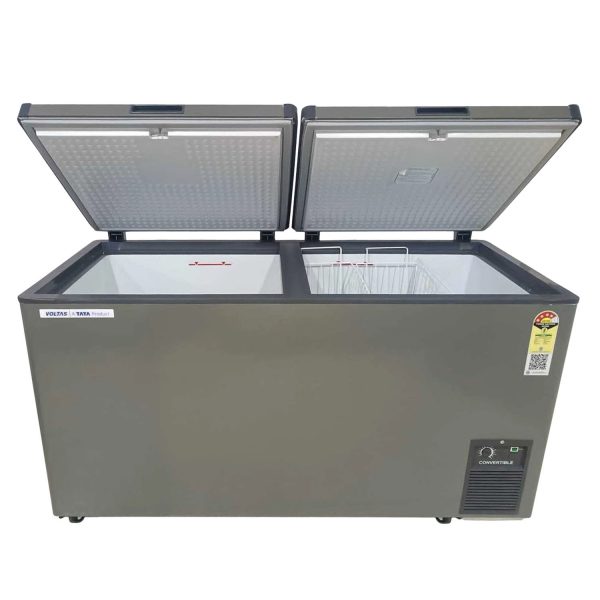 Voltas CVF500 488L Convertible Double Door Deep Freezer with 4 Star, Grey