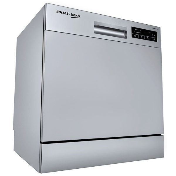 Voltas DT8S, 8 Place Table Top Dishwasher wih 6 Wash Program, 2 Wash Level and Intensive 70 Degree Wash, Silver