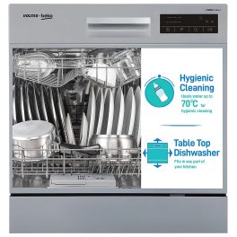 Voltas DT8S, 8 Place Table Top Dishwasher wih 6 Wash Program, 2 Wash Level and Intensive 70 Degree Wash, Silver