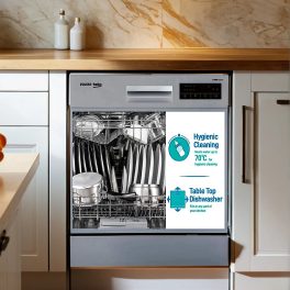 Voltas DT8S, 8 Place Table Top Dishwasher wih 6 Wash Program, 2 Wash Level and Intensive 70 Degree Wash, Silver