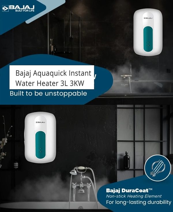 Bajaj Aquaquick, 3 Litre with BIS Approved ISI Marking, Shock Resistant and Rust Proof Body, White