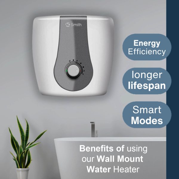 AO Smith Finesse, 25 Litre Storage Water Heater with 5 Star Rating, Smart Modes and 8 Bar Pressure, White