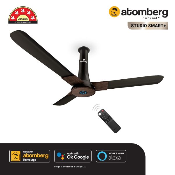Atomberg Studio+ 1200MM, 48 Inch BLDC Fan Motor with Dust Resistant Coating, 100% Copper Motor, Double Sided Steel Shielding and Remote, Earth Brown