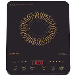 Bajaj Majesty Slim, 2100 Watt Induction Cooktop with 8 Auto Cook Menu and Feather Touch Control, Black
