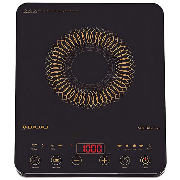 Bajaj Majesty Slim, 2100 Watt Induction Cooktop with 8 Auto Cook Menu and Feather Touch Control, Black