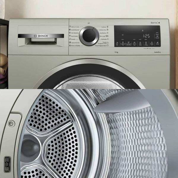 Bosch WPG24108, 9 KG Fully Automatic Front Load Condensor Tumbler Dryer with Anti Crease and Allergy Plus, Silver