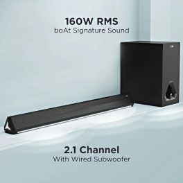boat Aavante Bar Aura, 160W Soundbar with 2.1 Channel Wired Subwoofer, Pitch-Black