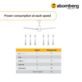 Atomberg Renesa 900, 36 Inch BLDC Ceiling Fan with Remote Control and LED Indicators, White