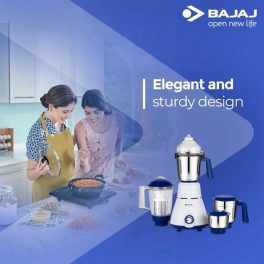 Bajaj Ninja Series Virtue, 750 Watt 4 Jar Mixer Grinder with Dura Cut Blades and Cord Winder, Black