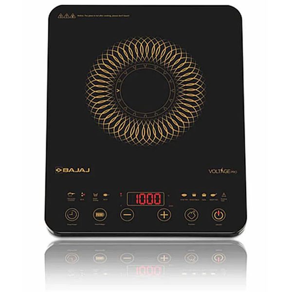 Bajaj Majesty Slim, 2100 Watt Induction Cooktop with 8 Auto Cook Menu and Feather Touch Control, Black