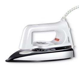 Bajaj Popular Plus Dry Iron, 750 Watts Dry Iron with Advance Soleplate and Anti Bacterial Coating, White