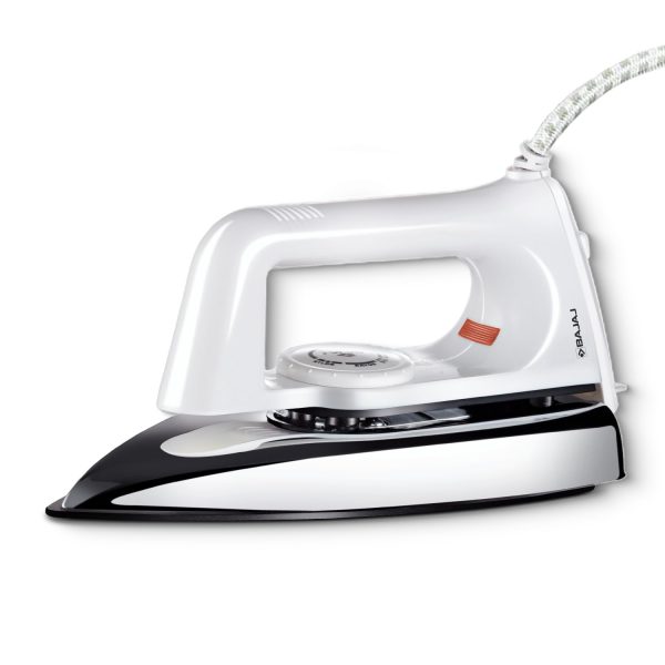 Bajaj Popular Plus Dry Iron, 750 Watts Dry Iron with Advance Soleplate and Anti Bacterial Coating, White