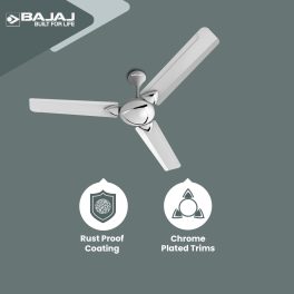 Bajaj Glide 1200MM, 48 Inch Ceiling Fan with 100% Copper Motor, High Speed 340RPM and 1 Star Rating, Snowy White