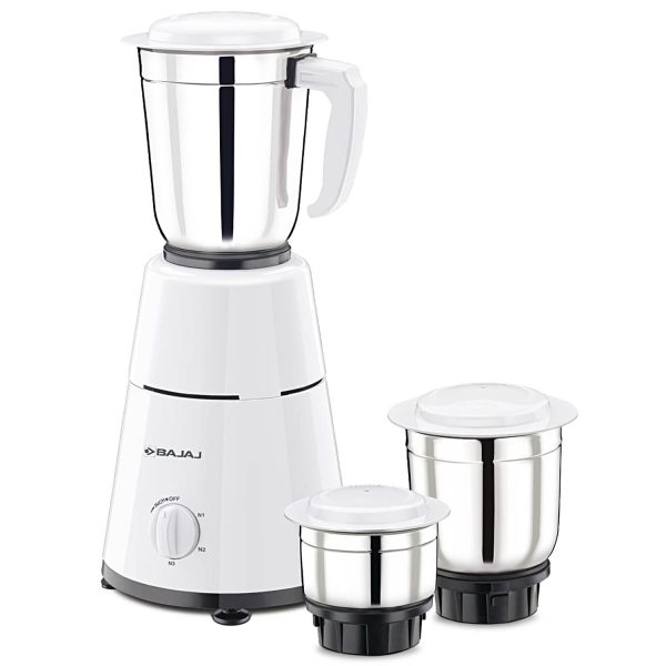 Bajaj GX 500, Powerful 500 Watt 3 Jar Mixer Grinder with Multi tasking Blade, White