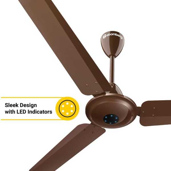 Atomberg Ikano 1200, 48 Inch BLDC Ceiling Fan with Remote Control and LED Indicators, Gloss Brown