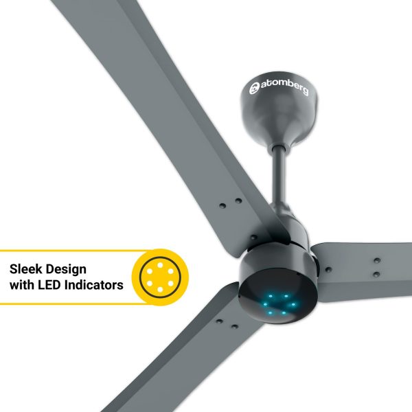 Atomberg Renesa+ 1200, 48 Inch BLDC Ceiling Fan with Remote Control and LED Indicators, Sand Grey