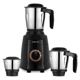 Bajaj MG Finesse, 750 Watt 3 Jar Mixer Grinder with DuraCut Blades, Jar tested as per Milatry Standards and Pulse Mode, Black