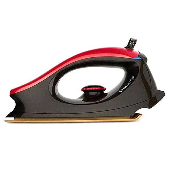 Bajaj Majesty One, 1000 Watt Dry Iron with Non Stick Coated Sole Plate and 360 Degree Swivel Cord, Red