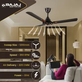 Bajaj 1200MM Ceiling Fan (Novella 1200MM) Elegant Brown