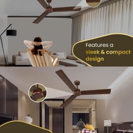 Bajaj Classico 1200MM, 48 Inch Ceiling Fan with BLDC Motor, 5 Star rating, 360 RPM and Corrosion Resistant Body, Red Walnut