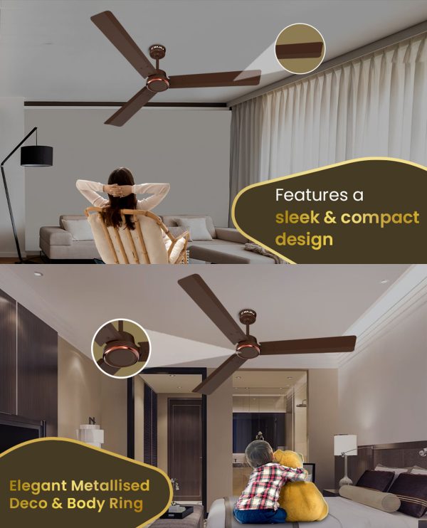 Bajaj Classico 1200MM, 48 Inch Ceiling Fan with BLDC Motor, 5 Star rating, 360 RPM and Corrosion Resistant Body, Red Walnut