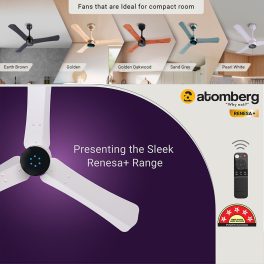 Atomberg Renesa+ 900, 36 Inch BLDC Ceiling Fan with Remote Control and LED Indicators, Golden Oakwood