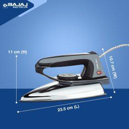 Bajaj DX2, 600 Watt Dry Iron with Advance Soleplate, Anti Bacterial Coating and Cord Organizer, Black
