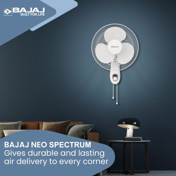Bajaj Neo Spectrum 400MM, 16 Inch Wall Fan with 100% Copper Motor and Overload Thermal Protector, Grey