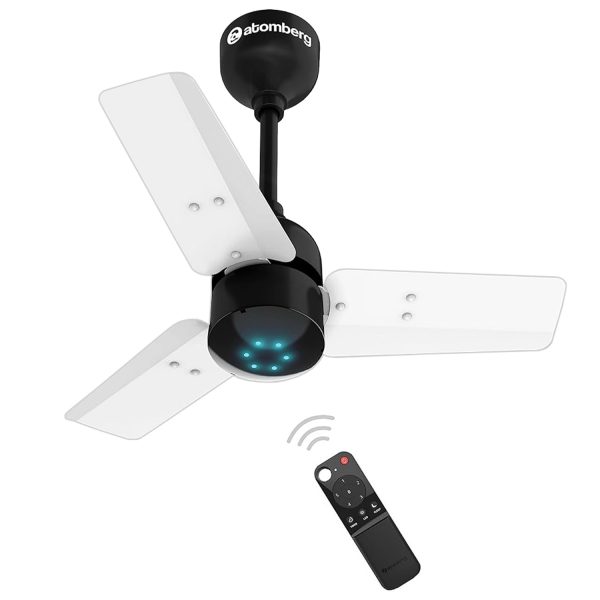 Atomberg Renesa 600, 24 Inch BLDC Ceiling Fan with Remote Control and LED Indicators, White and Black