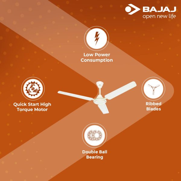 Bajaj Edge HS Neo 1200MM, 48 Inch High Speed Ceiling Fan with 100% Copper Motor, Rust Proof Body and 1 Star Rating, Opal White