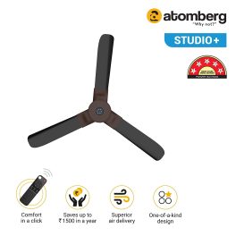 Atomberg Studio+ 1200MM, 48 Inch BLDC Fan Motor with Dust Resistant Coating, 100% Copper Motor, Double Sided Steel Shielding and Remote, Earth Brown