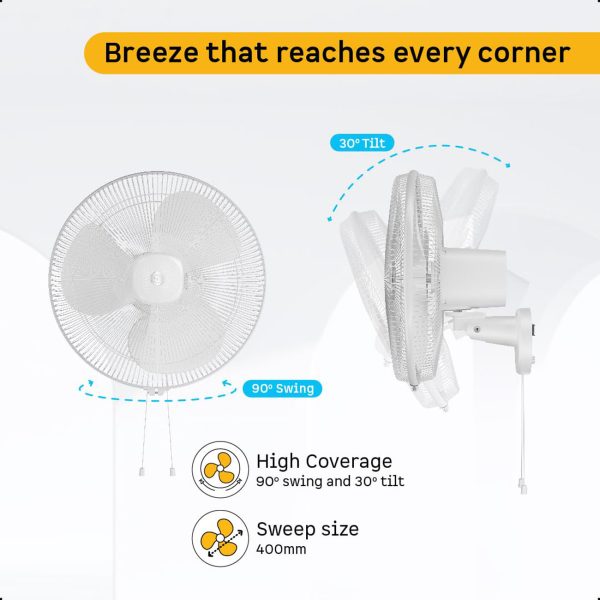 Atomberg Wall Fan (Renesa 400MM, Snow White)