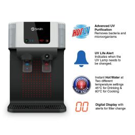AO Smith Intelli Pro, UV+UF+SCMT Hot & Cold Water Purifier with 6 Stage Purification, Dual Pass UV Chamber and Food Grade UV Member, White