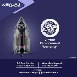 Bajaj MX35N, 2000 Watt Steam Iron with Steam Burst and Non Stick Coated SolePlate, Black)