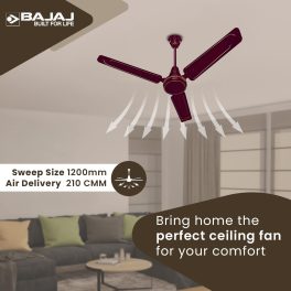 Bajaj Edge HS Neo 1200MM, 48 Inch High Speed Ceiling Fan with 100% Copper Motor, Rust Proof Body and 1 Star Rating, Dark Brown